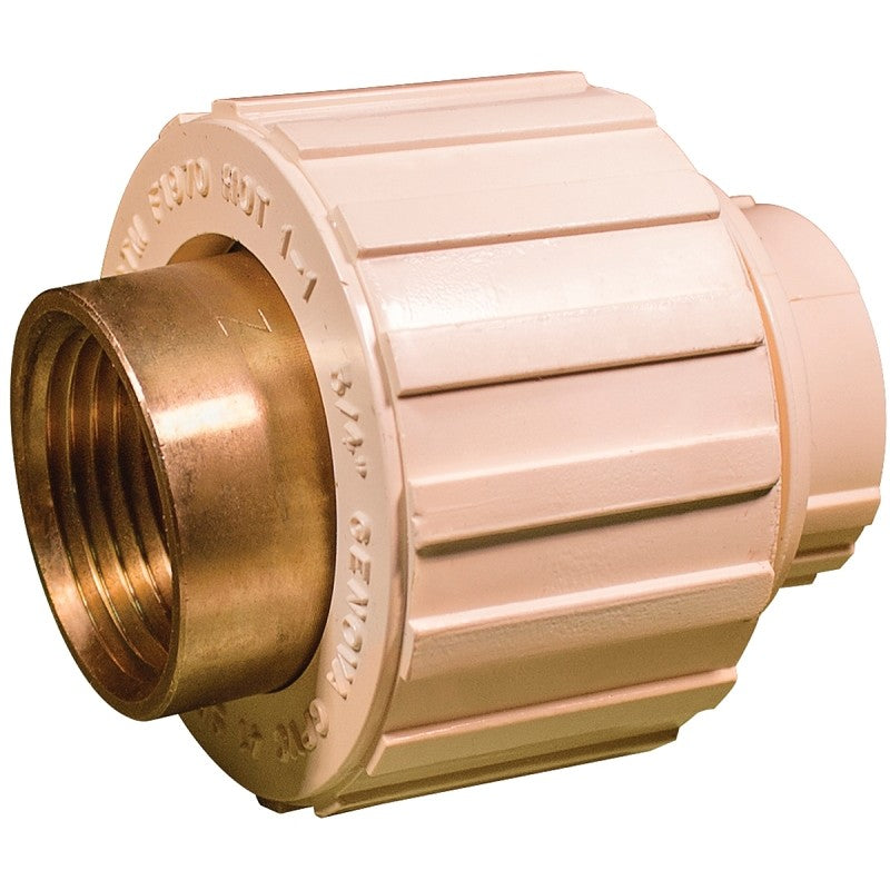 Nibco M25305L Transition Pipe Union, 3/4 in, Slip x FIP, Brass/CPVC