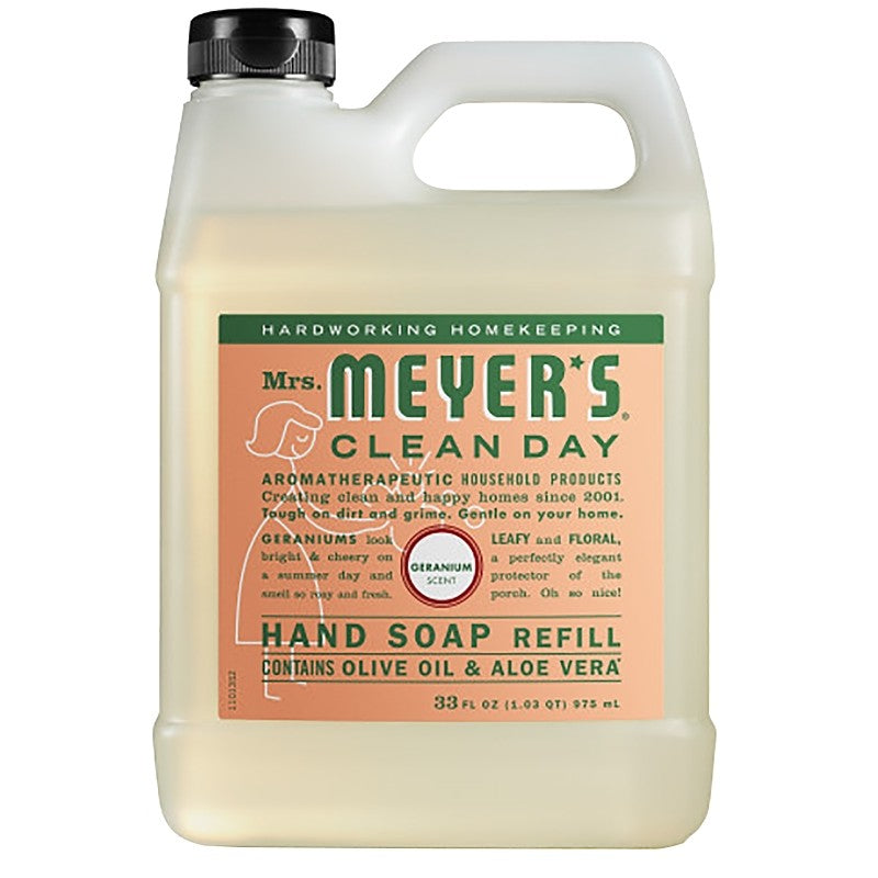 Mrs. Meyer's 13163 Hand Soap, Liquid, Geranium, 33 oz Jug