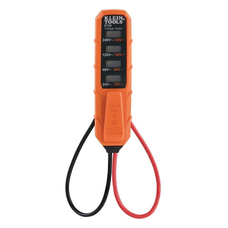 Klein Tools ET45 Tester, 240 VAC and 330 VDC, Analog LED Display, Functions: AC Voltage, DC Voltage