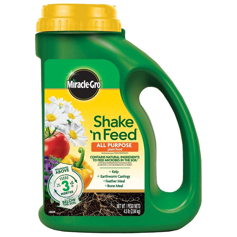 Miracle-Gro Shake 'n Feed 3001901 All-Purpose Plant Food, 4.5 lb, Solid, 12-4-8 N-P-K Ratio