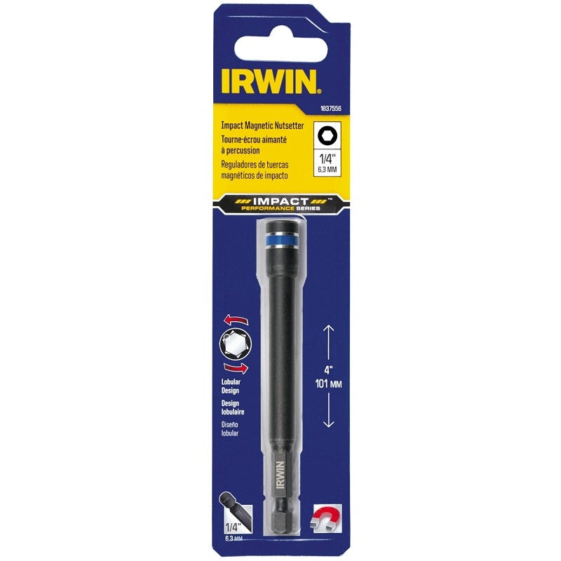 Irwin 1837556 Nutsetter, 1/4 in Drive, Lobular Drive, 4 in L, 1/4 in L Shank, Hex Shank