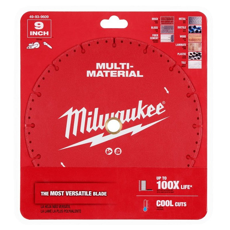 Milwaukee 49-93-9609 Saw Blade, 9 in Dia, 7/8 in-5/8 in Arbor, Diamond Cutting Edge, Segmented Rim