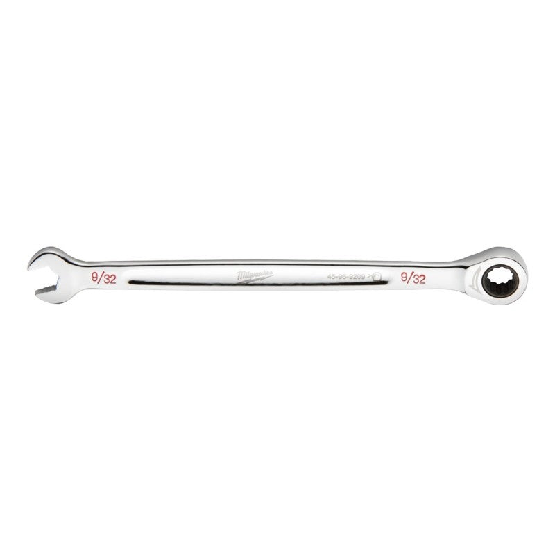 Milwaukee 45-96-9209 Ratcheting Combination Wrench, SAE, 9/32 in Head, 5.57 in L, 12-Point, Steel, Chrome