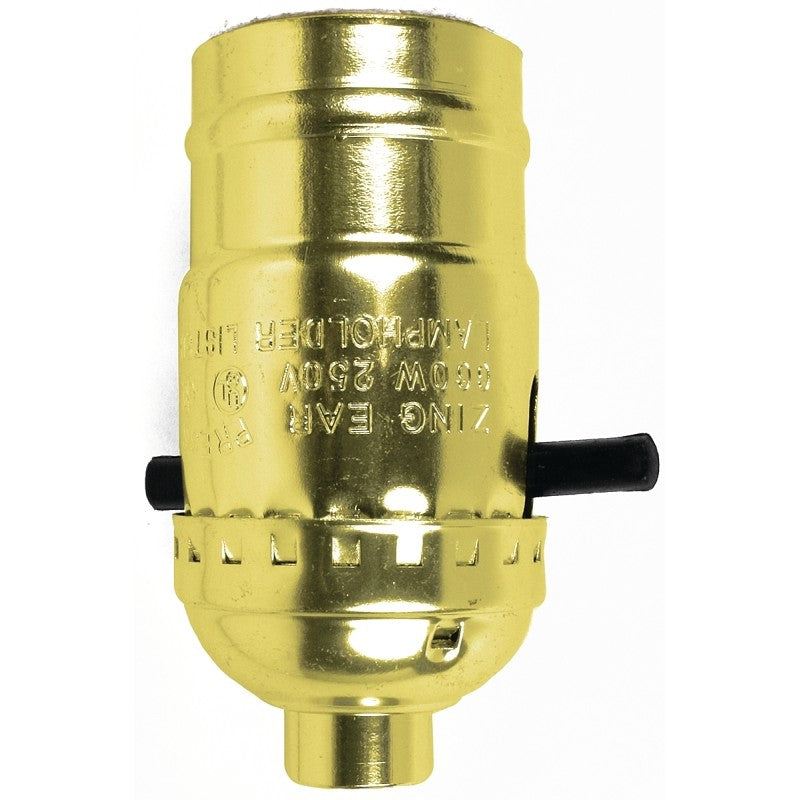 Jandorf 60407 Lamp Socket, On/Off Push Through, 250 V, 660 W, Brass Housing Material