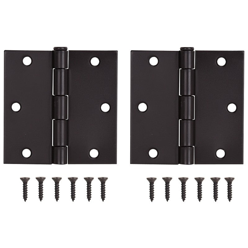 ProSource BH-202ORB-PS Square Corner Door Hinge, Steel, Oil-Rubbed Bronze, Loose Pin, 180 deg Range of Motion