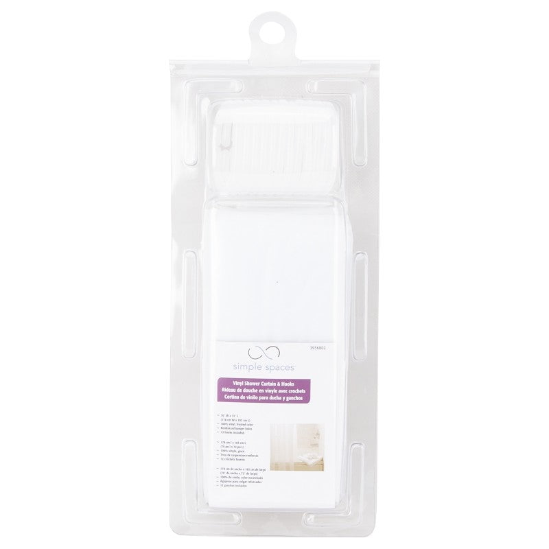 Simple Spaces SD-625FT-3L Shower Curtain with Hook, PVC/Vinyl, Frosted, Frosted