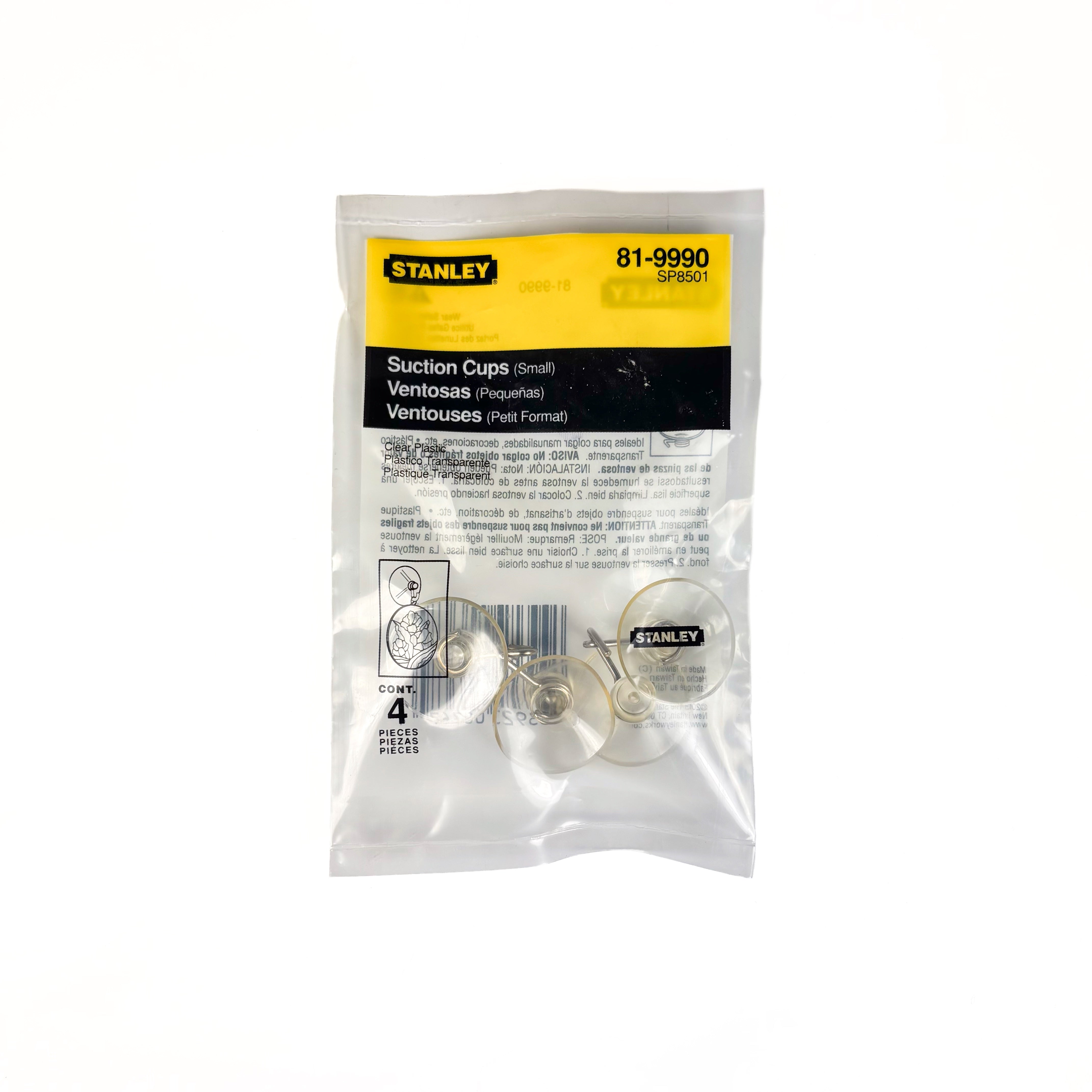 Clear Suction Cup Hangers Small 1-1/4 Inch 4 Pack