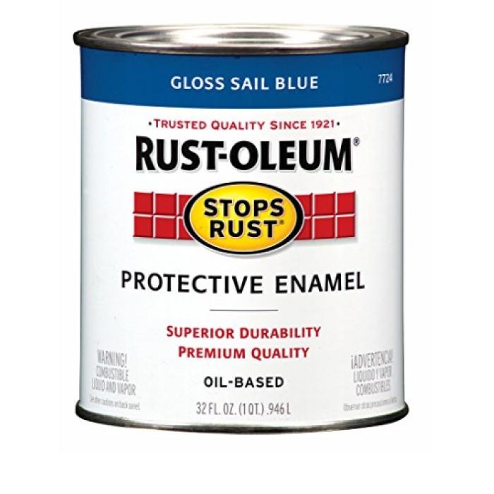 RUST-OLEUM STOPS RUST 7724502 Protective Enamel, Gloss, Sail Blue, 1 qt Can