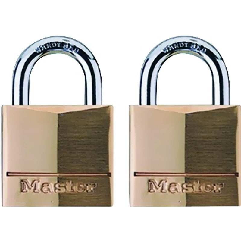Master Lock 120T Padlock, 3/4 in W Body, Keyed Alike Key, 5/32 in Dia Shackle, Brass Body, Steel Shackle
