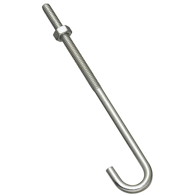 National Hardware 2195BC Series N232-900 J-Bolt, 1/4 in Thread, 3 in L Thread, 6 in L, 100 lb Working Load, Steel, Zinc (Pack of 10)