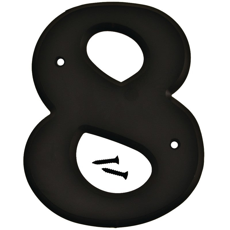 Hy-Ko 30200 Series 30208 House Number, Character: 8, 6 in H Character, Black Character, Plastic (Pack of 5)