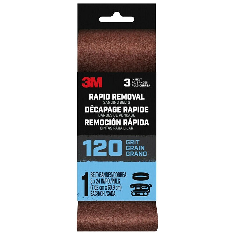 3M 27396 Sanding Belt, 3 in W, 18 in L, 120 Grit, Aluminum Oxide Abrasive