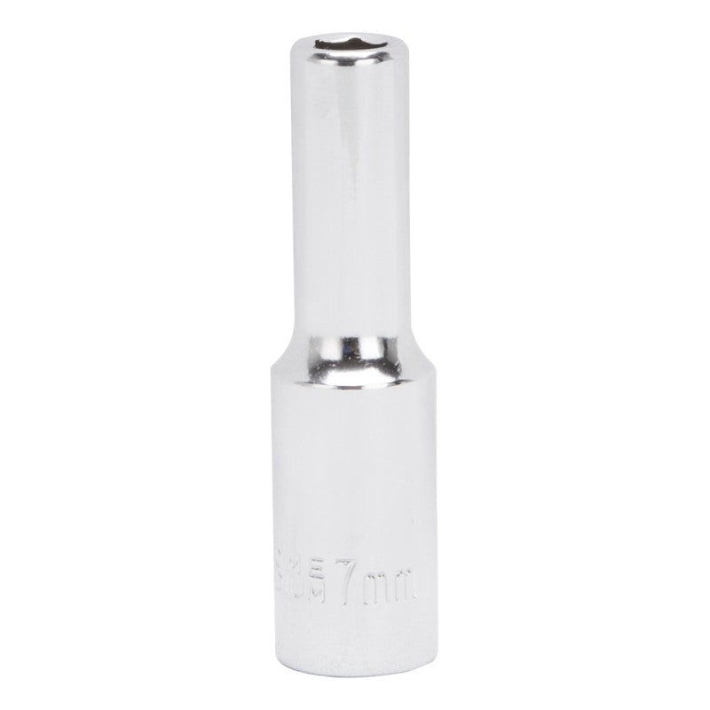 Vulcan MT6500661 Drive Socket, 7 mm Socket, 3/8 in Drive, 6-Point, Chrome Vanadium Steel, Chrome