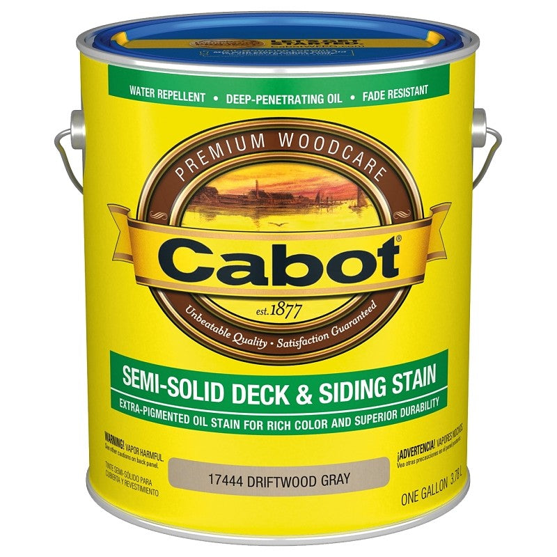 Cabot 140.0017444.007 Deck and Siding Stain, Driftwood Gray, Liquid, 1 gal (Pack of 4)
