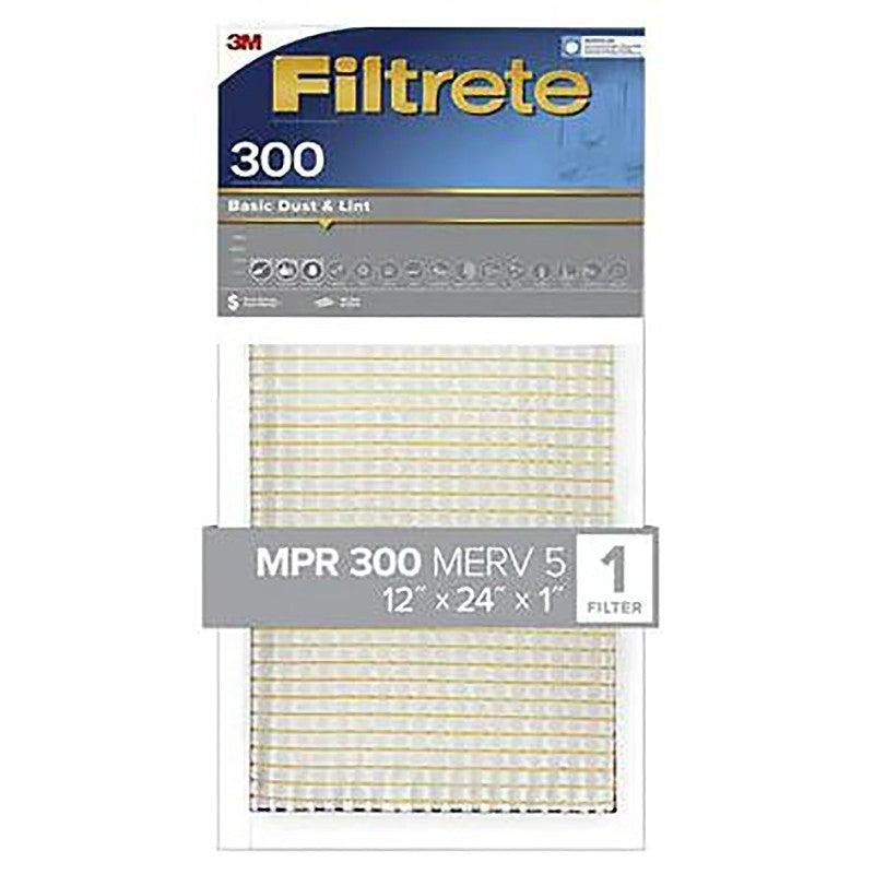 Filtrete BA20-4 Air Filter, 12 in L, 24 in W, 5 MERV, 300 MPR (Pack of 4)
