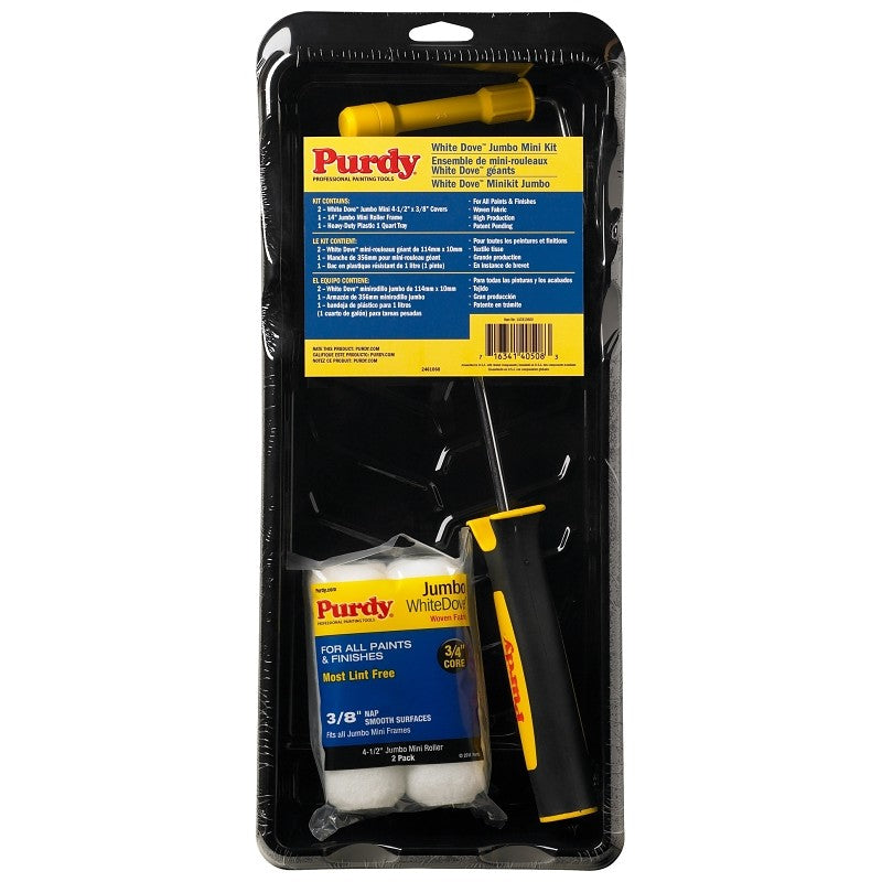 Purdy WhiteDove 14C810610 Paint Roller Kit, Jumbo Mini, Smooth Surface, Plastic, 4 -Piece