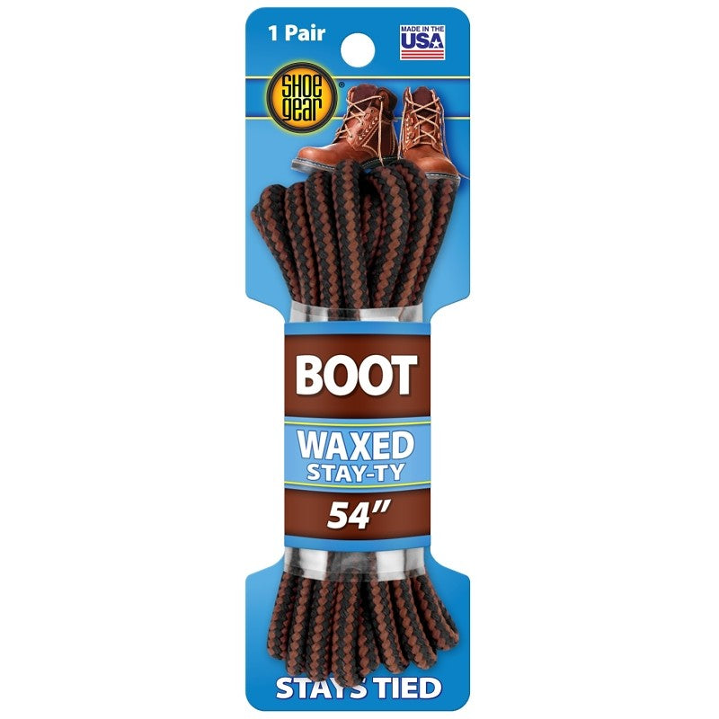 Shoe Gear 1N311-14 Boot Lace, Round, Black/Brown, 54 in L