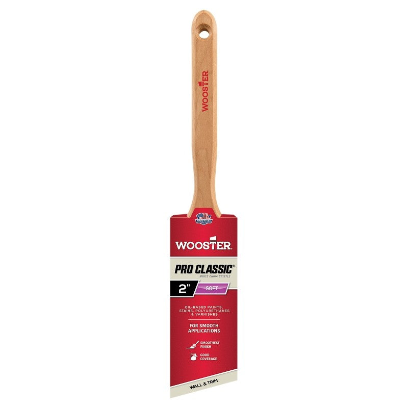 Wooster Z1222-2 Paint Brush, White, Maple Wood Handle, 2 in W, 2-15/16 in L Bristle, China Bristle