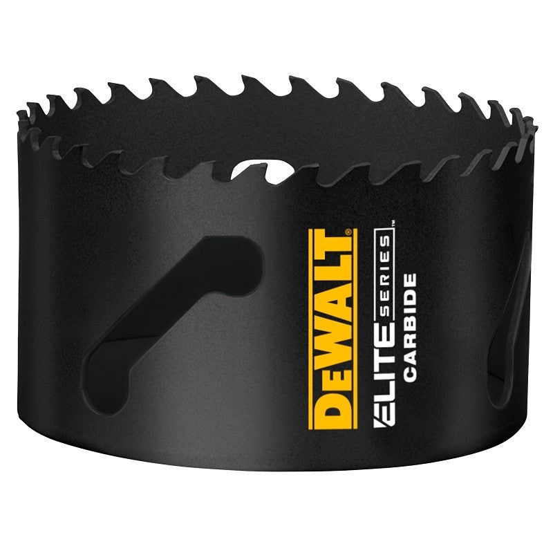 DEWALT ELITE Series DAH3312 Hole Saw, 3-1/2 in Dia, 1-3/4 in D Cutting, 1/2 in Arbor, 3 TPI, Carbide Cutting Edge