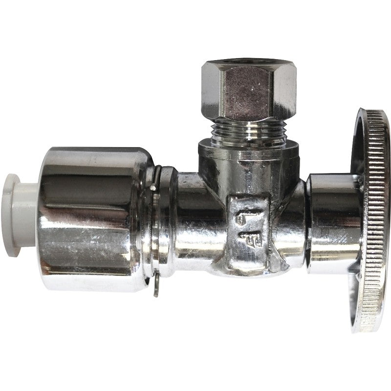 Keeney 2622PCPOLF Supply Line Valve, 5/8 x 3/8 in Connection, Compression, Quarter-Turn Actuator, Brass Body