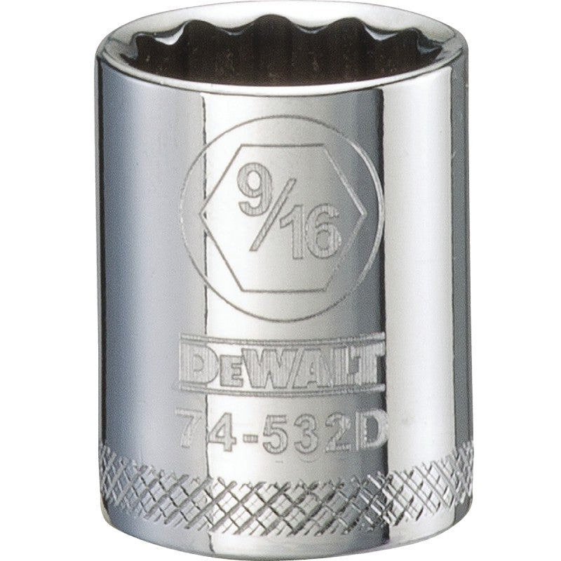 DEWALT DWMT74532OSP Hand Socket, 9/16 in Socket, 3/8 in Drive, 12-Point, Vanadium Steel, Polished Chrome