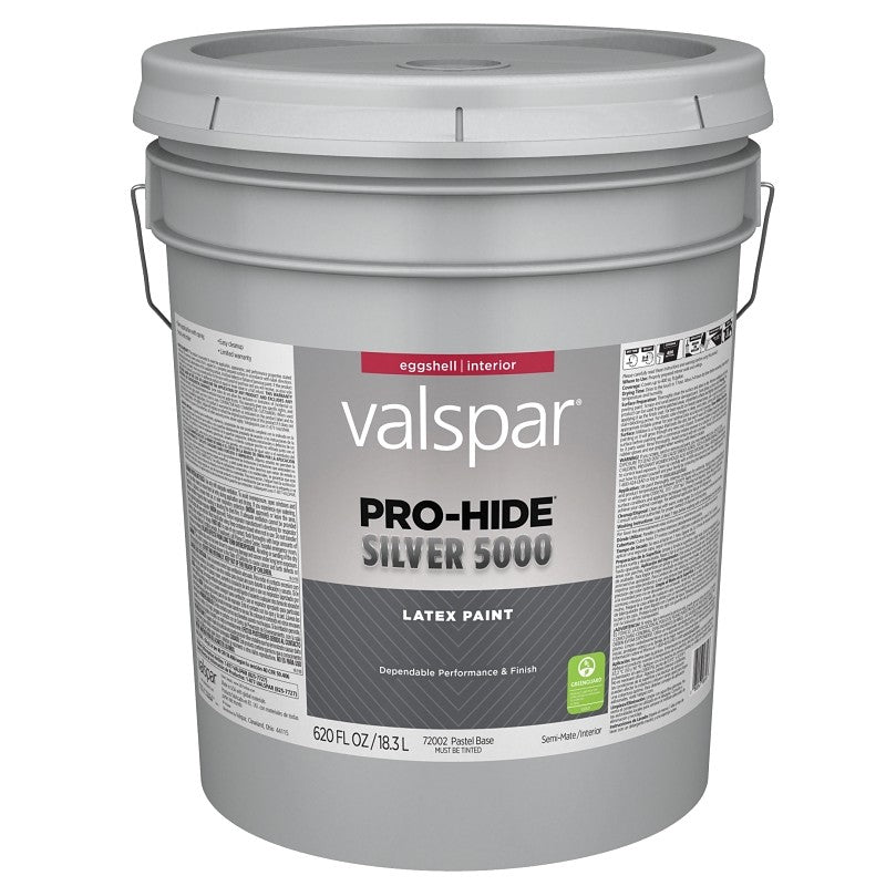 Valspar Pro-Hide Silver 5000 7300 028.0072002.008 Latex Paint, Water Base, Eggshell, Pastel Base, 5 gal