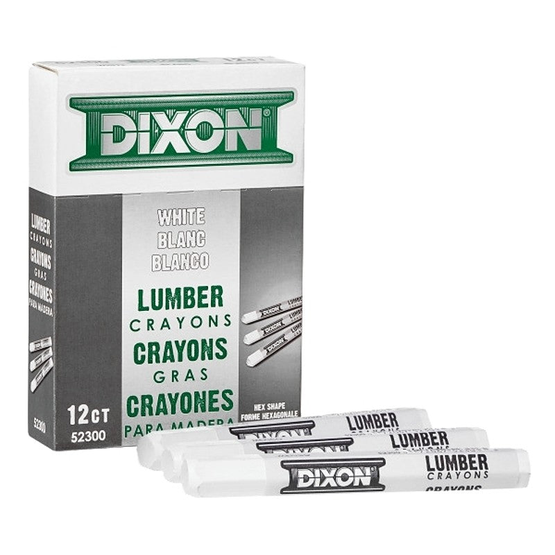 Dixon Ticonderoga 52300 Lumber Crayon, White, 1/2 in Dia, 4-1/2 in L (Pack of 12)