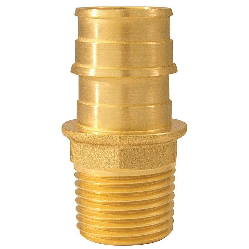 Apollo ExpansionPEX Series EPXMA3412 Pipe Adapter, 3/4 x 1/2 in, Barb x MPT, Brass, 200 psi Pressure