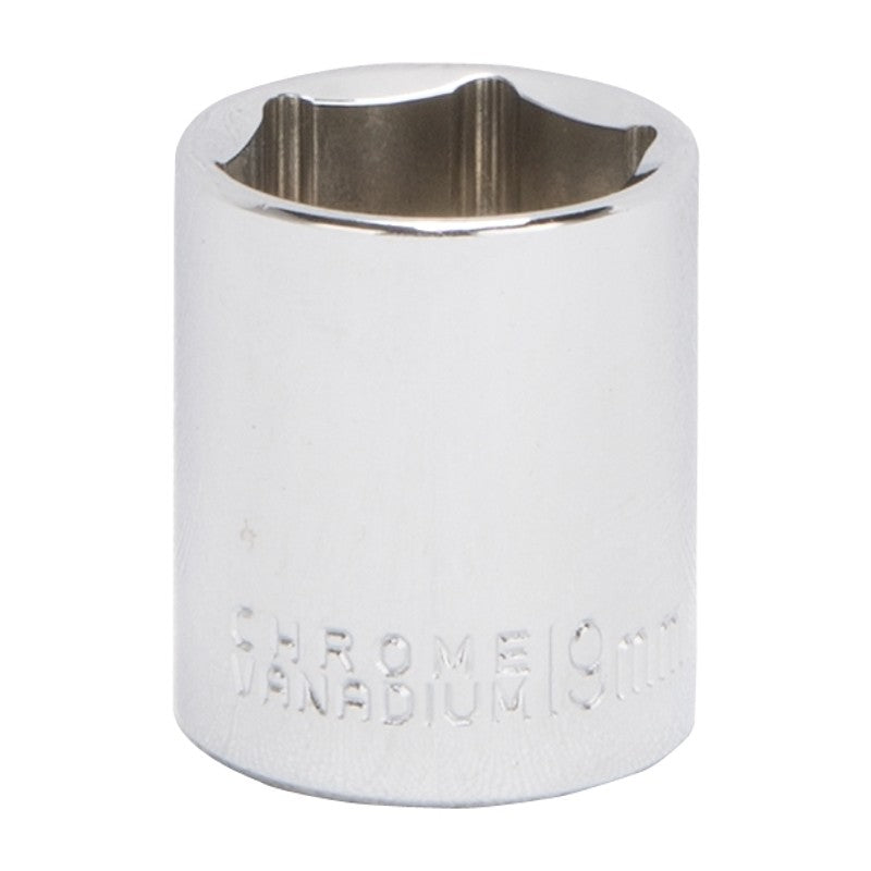 Vulcan MT6500268 Drive Socket, 19 mm Socket, 3/8 in Drive, 6-Point, Chrome Vanadium Steel, Chrome
