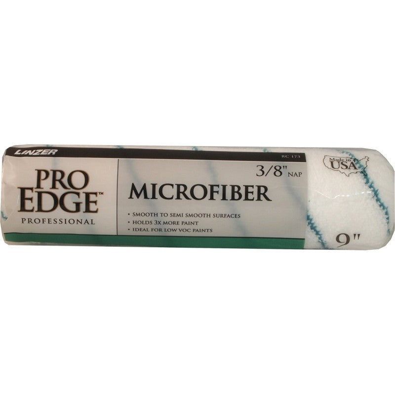 Linzer RC173-9 Roller Cover, 3/8 in Thick Nap, 9 in L, Microfiber Cloth Cover, 12/PK