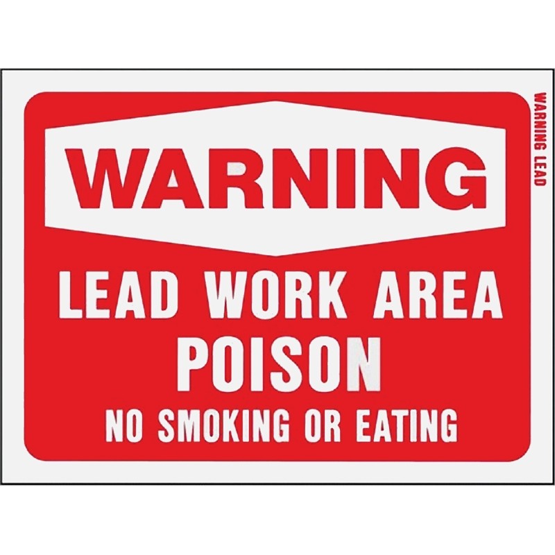 Hy-Ko 20647 Warning Sign, Rectangular, WARNING LEAD WORK AREA POISON NO SMOKING OR EATING, White Legend, Red Background (Pack of 10)