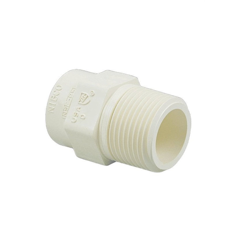Nibco T00061JT Pipe Adapter, 1/2 in, Slip Joint x MIPT, CPVC, White