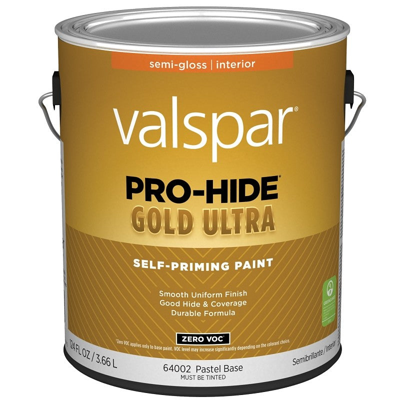 Valspar Pro-Hide Gold Ultra 6400 028.0064002.007 Latex Paint, Acrylic Base, Semi-Gloss Sheen, Pastel Base, 1 gal (Pack of 4)
