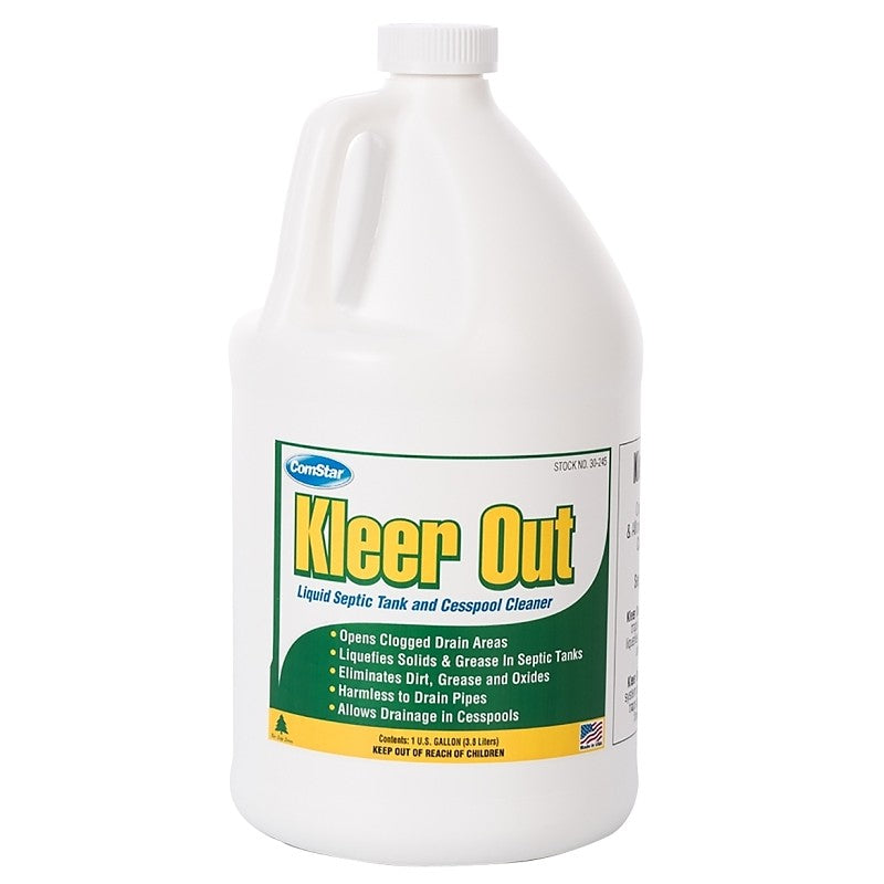 ComStar Kleer Out Series 30-245 Septic Tank Cleaner, Liquid, Clear, Odorless, 1 gal Bottle (Pack of 4)