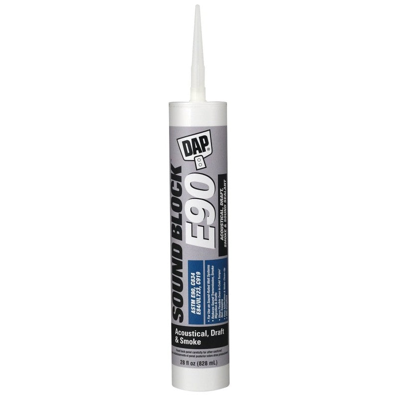 DAP SOUND BLOCK 7079818165 Professional-Grade Acoustical/Draft/Smoke/Sound Sealant, White, 40 to 120 deg F, 28 fl-oz (Pack of 12)