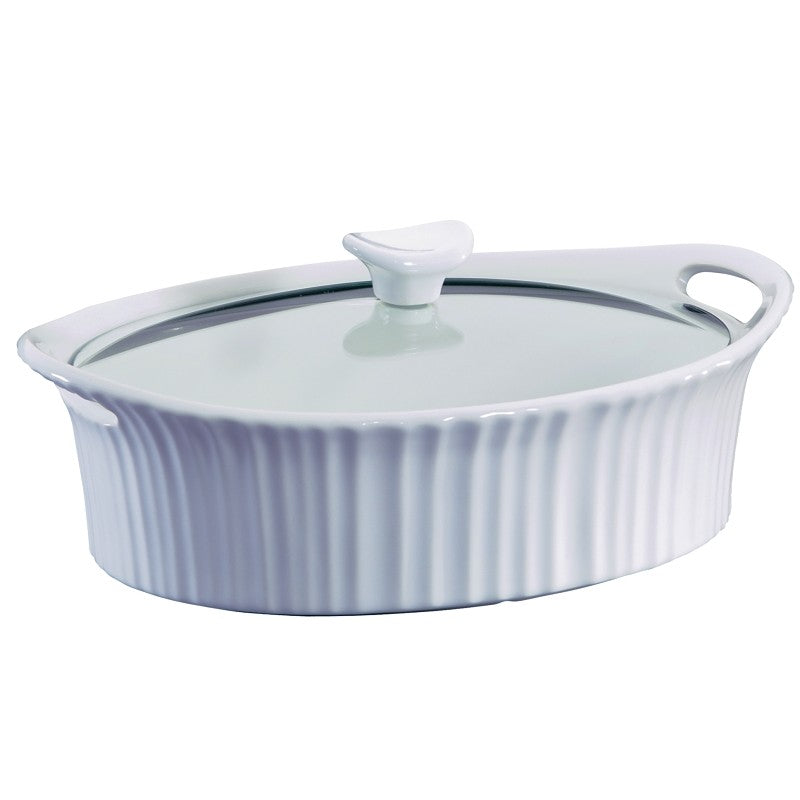 Corningware 1105935 Casserole Dish with Lid, 2.5 qt, Stoneware, French White, Dishwasher Safe: Yes (Pack of 2)
