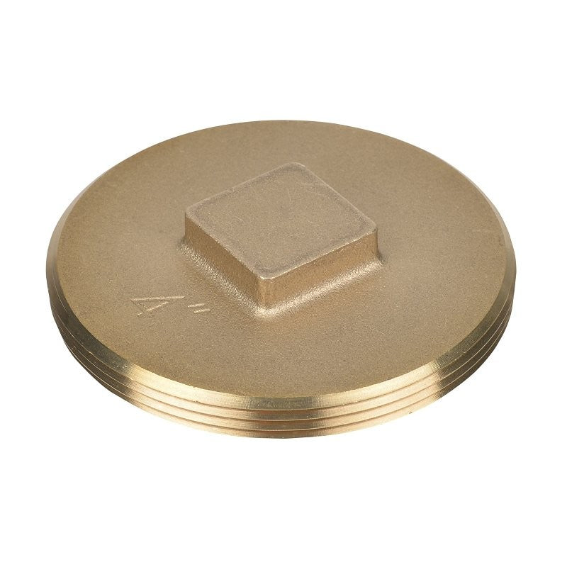 Oatey 42374 Cleanout Pipe Plug, 4 in, Raised Head, Brass