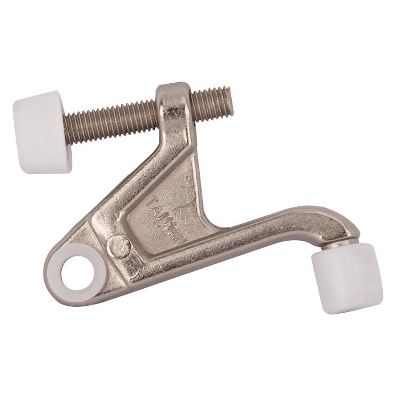 ProSource H20-B033-PS Heavy-Duty Hinge Pin Door Stop, 2-3/4 in Projection, Die-Cast Zinc & Plastic, Satin Nickel
