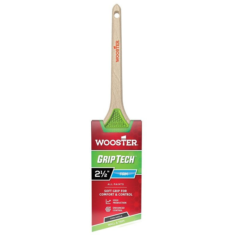 Wooster GripTech Series 5400-2.5 Paint Brush, 2-1/2 in W, Thin Angle Brush, 2-11/16 in L Bristle, Polyester Bristle