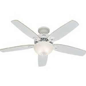 Hunter 53089 Ceiling Fan, 5110 cfm Air, 5-Blade, Beech/White Blade, 52 in Sweep, 3-Speed, With Lights: Yes
