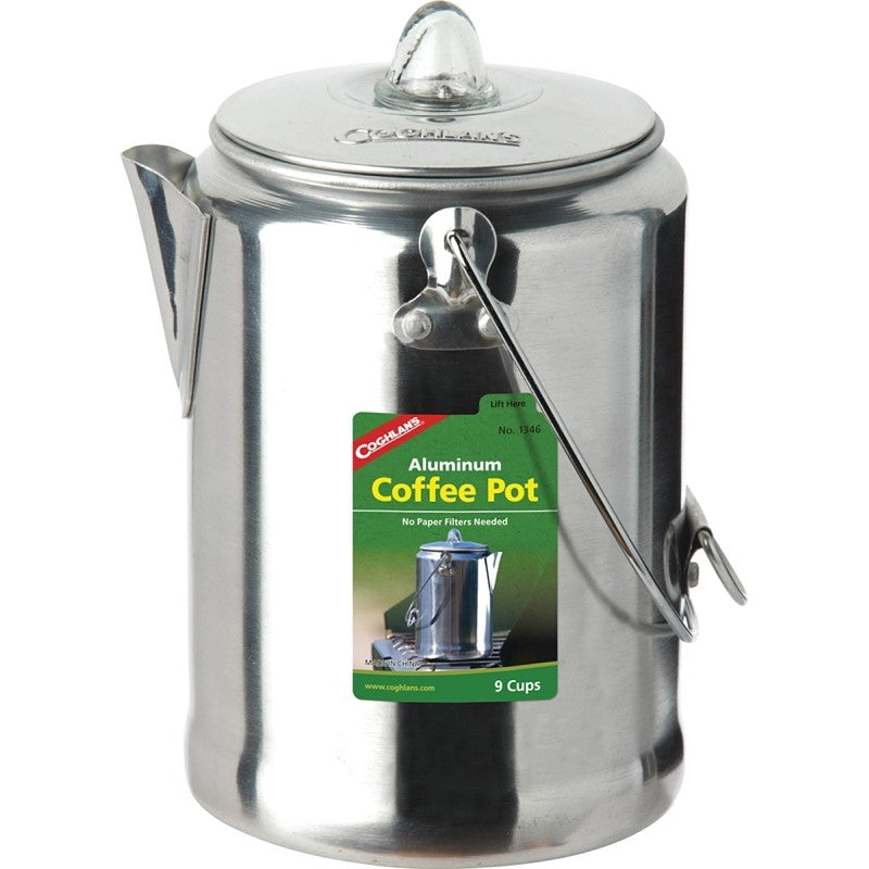 Coghlan's 1346 Coffee Pot, 9 Cups, Aluminum, Silver