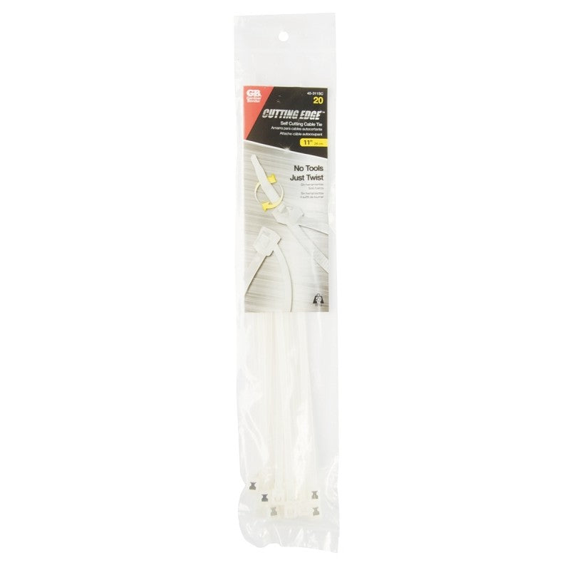 Gardner Bender 45-311SC Cable Tie, 3 in Max Bundle Dia, Double-Lock Locking, 6/6 Nylon, Natural, 11 in L, 20/PK