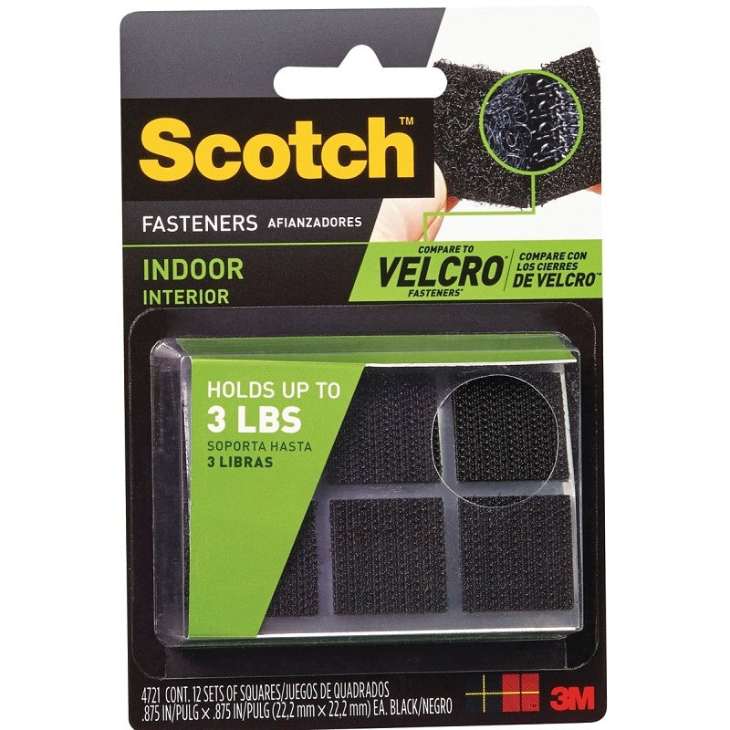 Scotch RF4721 Fastener, 7/8 in W, 7/8 in L, Black, 3 lb
