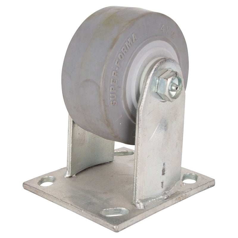 ProSource JC-T01 Rigid Caster, 4 in Dia Wheel, 2 in W Wheel, Thermoplastic Rubber Wheel, Gray, 350 lb