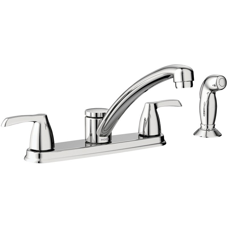 Moen Adler Series 87046 Kitchen Faucet, 1.5 gpm, 2-Handle, Stainless Steel, Chrome Plated, Deck Mounting