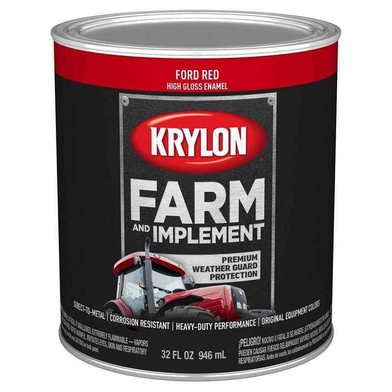 Krylon K02029008 Farm and Implement Paint, 1 qt, Red, Liquid (Pack of 2)