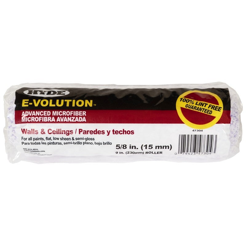 Hyde 47304 Roller Cover, 5/8 in Thick Nap, 9 in L, Microfiber Cover