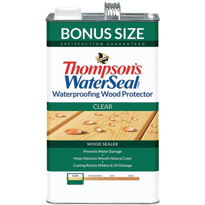 Thompson's WaterSeal TH.090001-03 Wood Sealer, Transparent, Liquid, Clear, 1.2 gal (Pack of 4)
