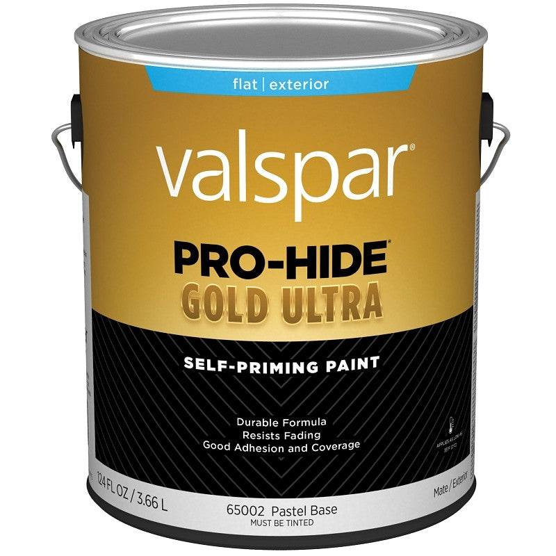 Valspar Pro-Hide Gold Ultra 6500 028.0065002.007 Latex Paint, Acrylic Base, Flat Sheen, Pastel Base, 1 gal (Pack of 4)