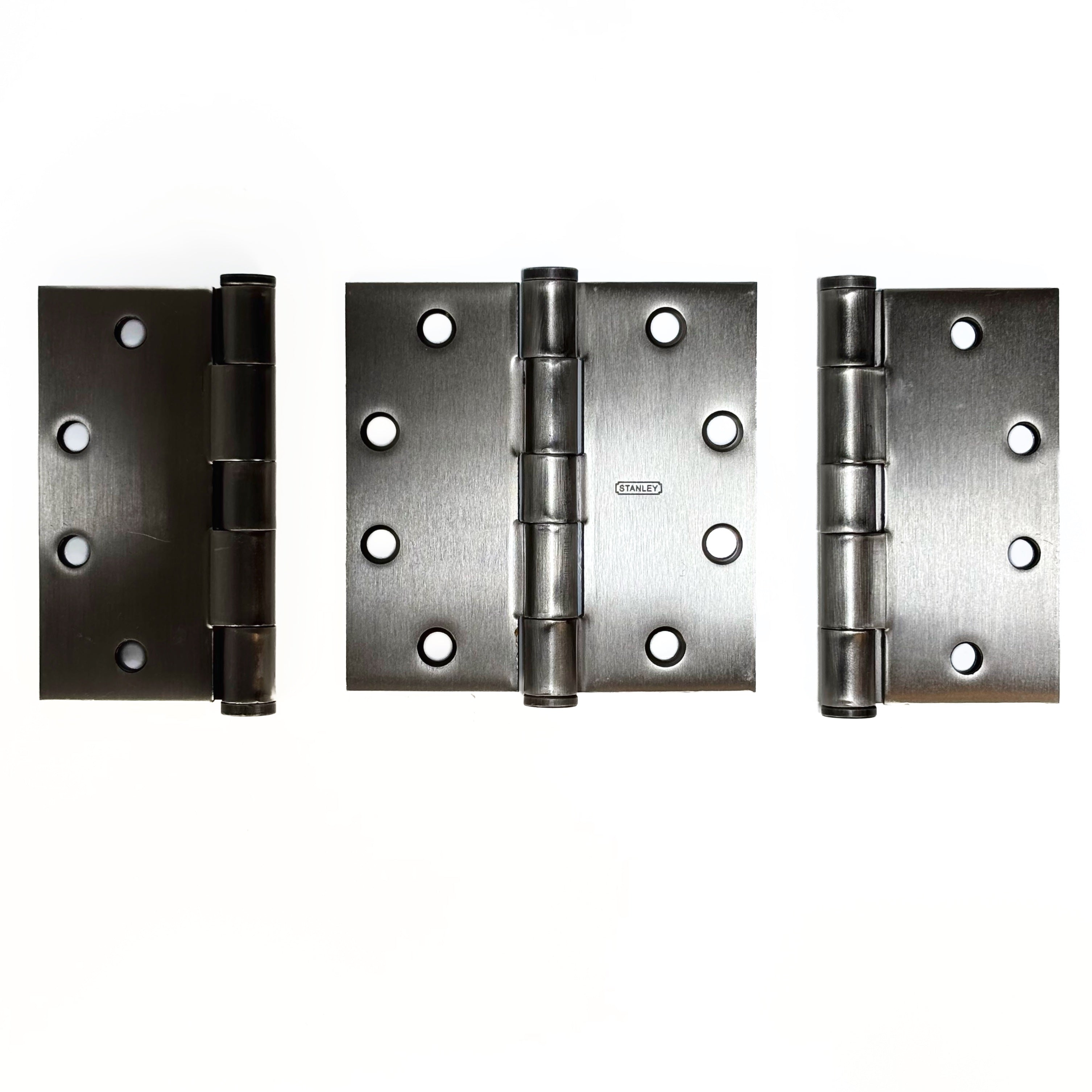 Commercial Door Hinges 4-1/2 Inch Square Corner Antique Nickel 3 Pack